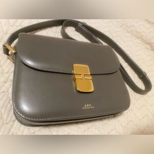 A.P.C. Grace Gray Leather Crossbody Bag with Gold Clasp